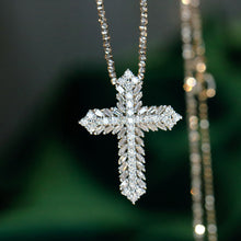 Load image into Gallery viewer, LUOWEND 18K White Gold Real Natural Diamond Pendant Necklace for Women