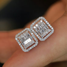 Load image into Gallery viewer, LUOWEND 18K White Gold Real Natural Diamond Stud Earrings for Women