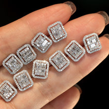Load image into Gallery viewer, LUOWEND 18K White Gold Real Natural Diamond Stud Earrings for Women