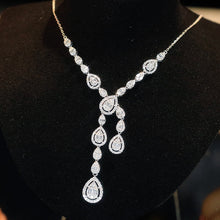 Load image into Gallery viewer, LUOWEND 18K White Gold Real Natural Diamond Necklace for Women