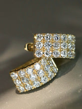 Load image into Gallery viewer, LUOWEND 18K White or Yellow Gold Natural Diamond Hoop Earrings for Women