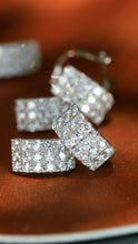 Load image into Gallery viewer, LUOWEND 18K White or Yellow Gold Natural Diamond Hoop Earrings for Women