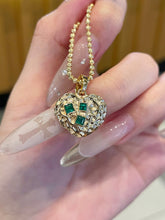 Load image into Gallery viewer, LUOWEND 18K Yellow Gold Natural Emerald Pendant for Women