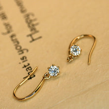 Load image into Gallery viewer, LUOWEND 18K Yellow Gold Real Natural Diamond Earrings for Women