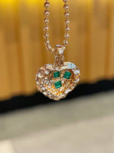 Load image into Gallery viewer, LUOWEND 18K Yellow Gold Natural Emerald Pendant for Women