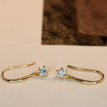 Load image into Gallery viewer, LUOWEND 18K Yellow Gold Real Natural Diamond Earrings for Women