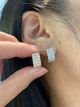 Load image into Gallery viewer, LUOWEND 18K White or Yellow Gold Natural Diamond Hoop Earrings for Women