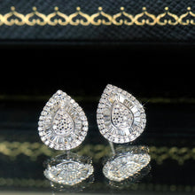 Load image into Gallery viewer, LUOWEND 18K White Gold Real Natural Diamond Stud Earrings for Women