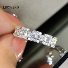 Load image into Gallery viewer, LUOWEND 18K White Gold Real Natural Diamond Ring for Women