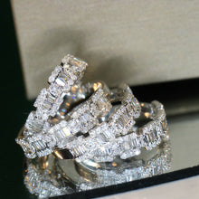 Load image into Gallery viewer, LUOWEND 18K White Gold Real Natural Diamond Ring for Women