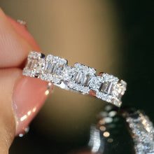 Load image into Gallery viewer, LUOWEND 18K White Gold Real Natural Diamond Ring for Women