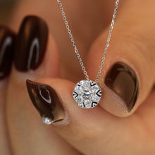 Load image into Gallery viewer, LUOWEND 18K White Gold Real Natural Diamond Necklace for Women