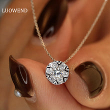 Load image into Gallery viewer, LUOWEND 18K White Gold Real Natural Diamond Necklace for Women