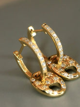 Load image into Gallery viewer, LUOWEND 18K Yellow Gold Natural Diamond Earrings for Women