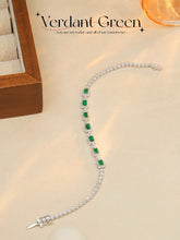 Load image into Gallery viewer, LUOWEND 18K White Gold Natural Emerald Bracelet for Women