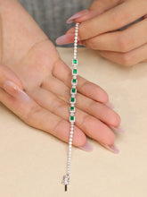 Load image into Gallery viewer, LUOWEND 18K White Gold Natural Emerald Bracelet for Women