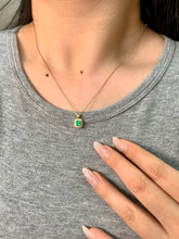 Load image into Gallery viewer, LUOWEND 18K Yellow Gold Natural Emerald Necklace for Women