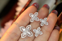 Load image into Gallery viewer, LUOWEND 18K White Gold Real Natural Diamond Earrings and Necklace for Women