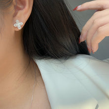 Load image into Gallery viewer, LUOWEND 18K White Gold Real Natural Diamond Earrings and Necklace for Women