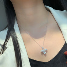 Load image into Gallery viewer, LUOWEND 18K White Gold Real Natural Diamond Earrings and Necklace for Women