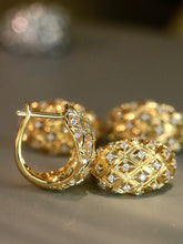Load image into Gallery viewer, LUOWEND 18K White/Yellow Gold Natural Diamond Earrings for Women