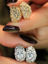 Load image into Gallery viewer, LUOWEND 18K White/Yellow Gold Natural Diamond Earrings for Women