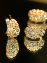 Load image into Gallery viewer, LUOWEND 18K White/Yellow Gold Natural Diamond Earrings for Women