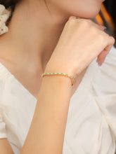 Load image into Gallery viewer, LUOWEND 18K Yellow Gold Natural Emerald Bracelet for Women