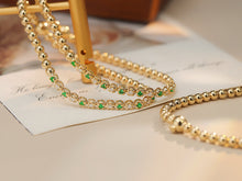 Load image into Gallery viewer, LUOWEND 18K Yellow Gold Natural Emerald Bracelet for Women