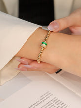 Load image into Gallery viewer, LUOWEND 18K Yellow Gold Natural Emerald Bracelet for Women