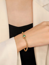 Load image into Gallery viewer, LUOWEND 18K Yellow Gold Natural Emerald Bracelet for Women