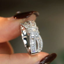 Load image into Gallery viewer, LUOWEND 18K White Gold Real Natural Diamond Ring for Women