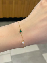 Load image into Gallery viewer, LUOWEND 18K Yellow Gold Natural Emerald Bracelet for Women