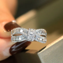 Load image into Gallery viewer, LUOWEND 18K White Gold Real Natural Diamond Ring for Women