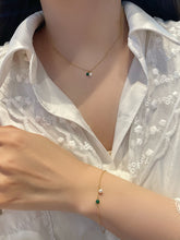 Load image into Gallery viewer, LUOWEND 18K Yellow Gold Natural Emerald Bracelet for Women