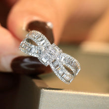 Load image into Gallery viewer, LUOWEND 18K White Gold Real Natural Diamond Ring for Women