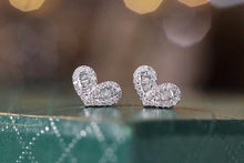 Load image into Gallery viewer, LUOWEND 18K White Gold Natural Diamond Stud Earrings for Women