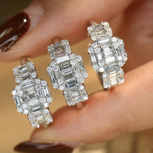 Load image into Gallery viewer, LUOWEND 18K White Gold Real Natural Diamond Ring for Women