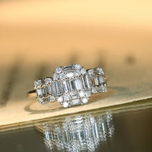 Load image into Gallery viewer, LUOWEND 18K White Gold Real Natural Diamond Ring for Women