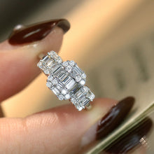Load image into Gallery viewer, LUOWEND 18K White Gold Real Natural Diamond Ring for Women