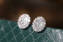 Load image into Gallery viewer, LUOWEND 18K White Gold Natural Diamond Stud Earrings for Women