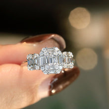 Load image into Gallery viewer, LUOWEND 18K White Gold Real Natural Diamond Ring for Women