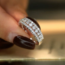 Load image into Gallery viewer, LUOWEND 18K White Gold Real Natural Diamond Ring for Women