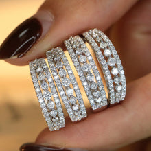 Load image into Gallery viewer, LUOWEND 18K White Gold Real Natural Diamond Ring for Women