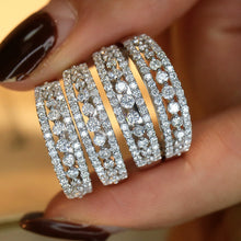 Load image into Gallery viewer, LUOWEND 18K White Gold Real Natural Diamond Ring for Women