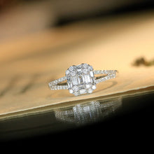 Load image into Gallery viewer, LUOWEND 18K White Gold Real Natural Diamond Ring for Women