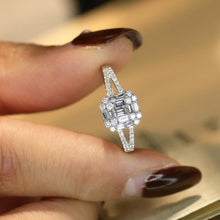 Load image into Gallery viewer, LUOWEND 18K White Gold Real Natural Diamond Ring for Women
