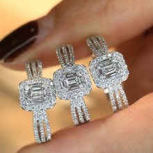 Load image into Gallery viewer, LUOWEND 18K White Gold Real Natural Diamond Ring for Women