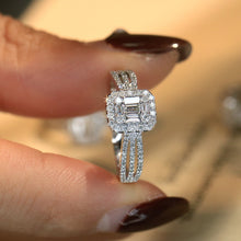 Load image into Gallery viewer, LUOWEND 18K White Gold Real Natural Diamond Ring for Women