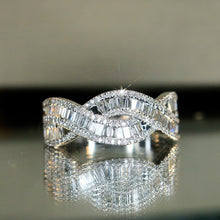 Load image into Gallery viewer, LUOWEND 18K White Gold Real Natural Diamond Ring for Women